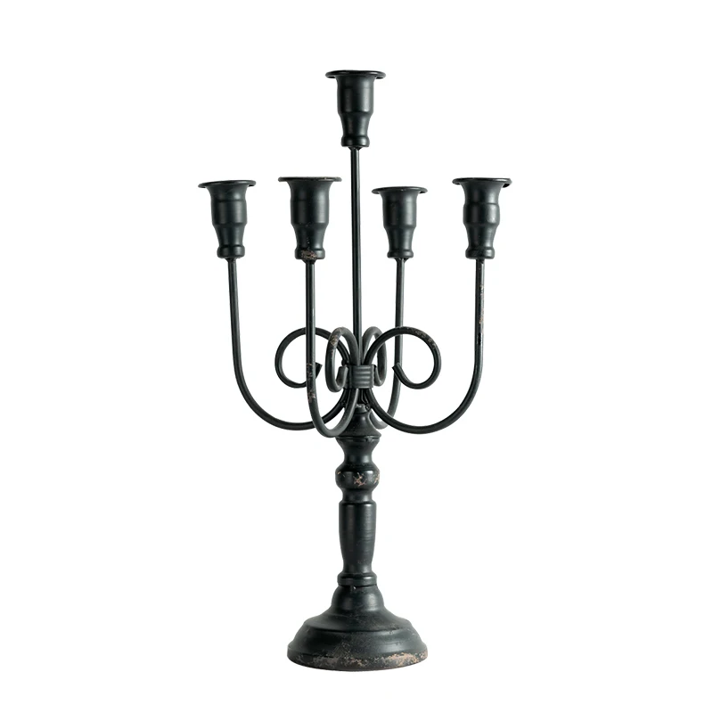 Высокий Ретро подсвечник металлический черный 5 рук европейский Железный