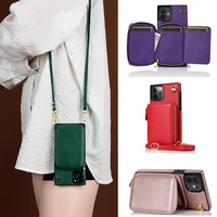 crossbody shoulder strap bag zipper wallet leather case for samsung s21 note 20 10 9 s9 s10 s20 a905g card stand holder cover