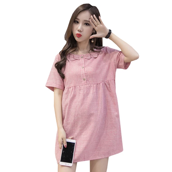 

717# Summer Casual Cotton Linen Maternity Blouses Sweet Loose Shirts Clothes for Pregnant Women Short Sleeve Pregnancy Tops