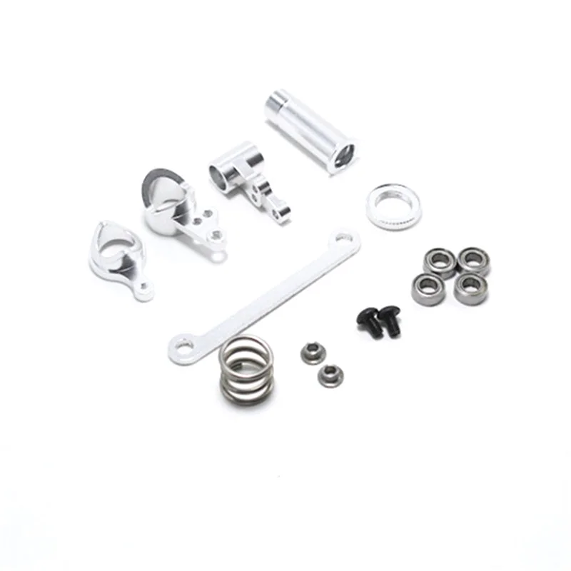 

1 Set Steering Clutch Assembly Steering Servo Saver Complete Upgrade Parts for WLtoys 144001 1/14 RC Car,silver color 5 pcs