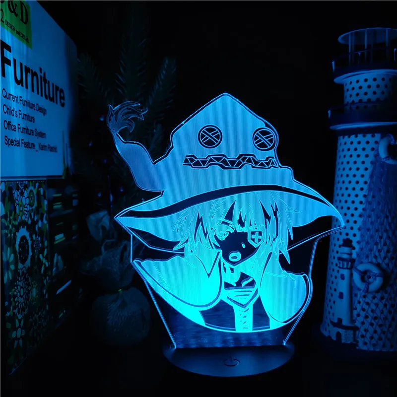 

Anime 3d Lamp KonoSuba God's Blessing on this Wonderful World Megumin Figure LED Night Light Lamp Kids Bedroom Decor Manga Gift