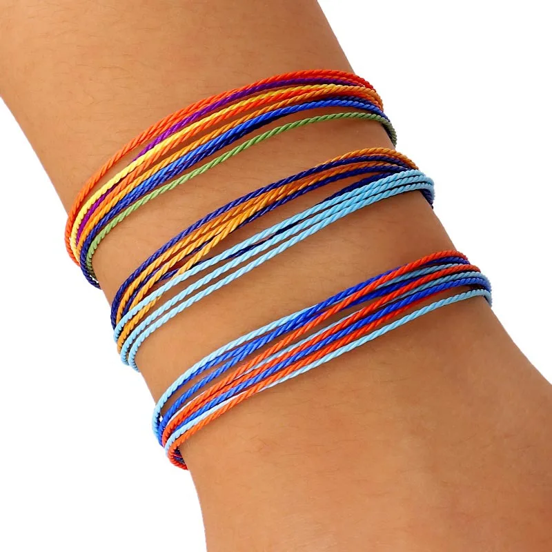 3 шт./компл. модные Многослойные Красочные Плетеные веревочные браслеты ручной