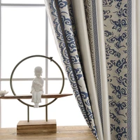 chinese curtains for living room bedroom high precision jacquard cotton and linen fabric curtains finished product customization