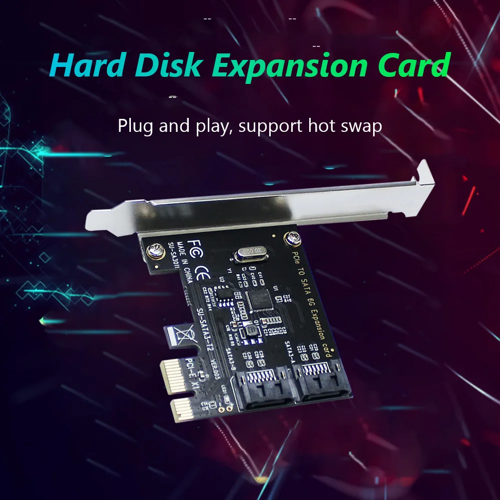 

PCI-E X4 X8 X16 PCI Express to SATA3.0 2 Ports SATA 6G HDD Expansion Controller Adapter for Computer Riser Cards