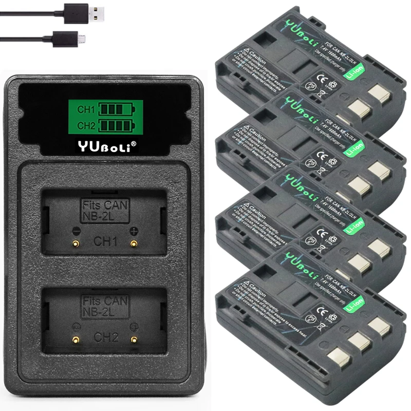 Аккумулятор NB-2L NB2L nb 2l NB 2LH + зарядное устройство с двумя USB-портами для Canon EOS 400D S80 S70