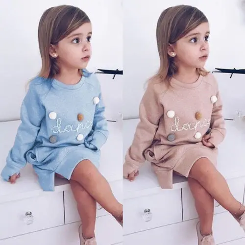 

Nituyy Official Child Baby Girls Warm Dress Autumn/Winter Plush Ball Long Sleeve Mini Stright Dresses Girls Party Princess Dress