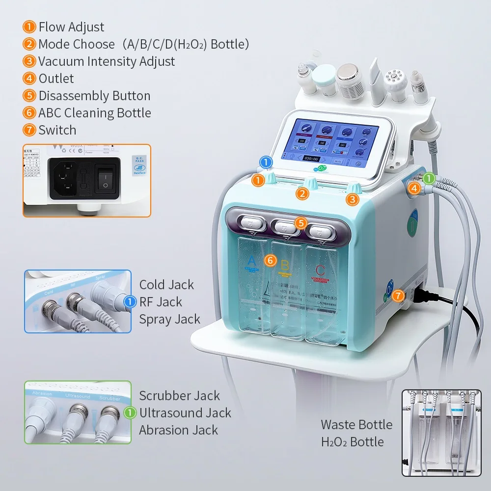 

Water Oxygen Jet Skin Diamond Dermabrasion Machine Cleaning Hydro Dermabrasion Hydra Facial Machine 6 In 1 Water Peeling Device