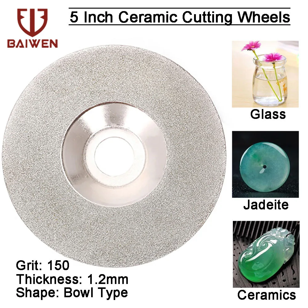 

1pc 125mm Electroplated Diamond Cutting Disc Grinding Wheel Bowl Shape Discs for Glass Ceramic Jade 150 Grit