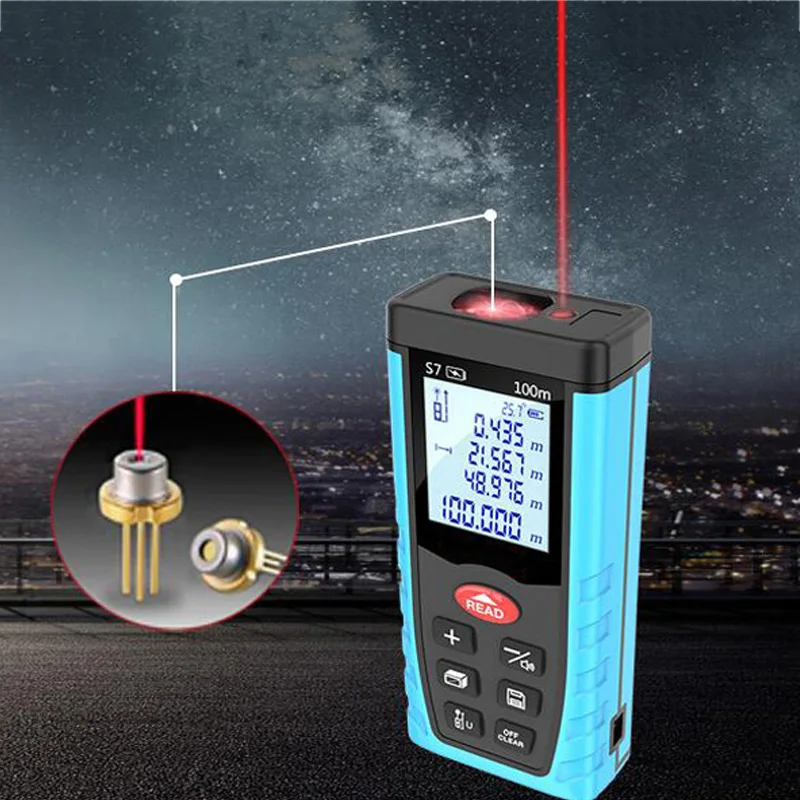 Лазерный дальномер голосового вещания двойной горизонтальный с пузырем