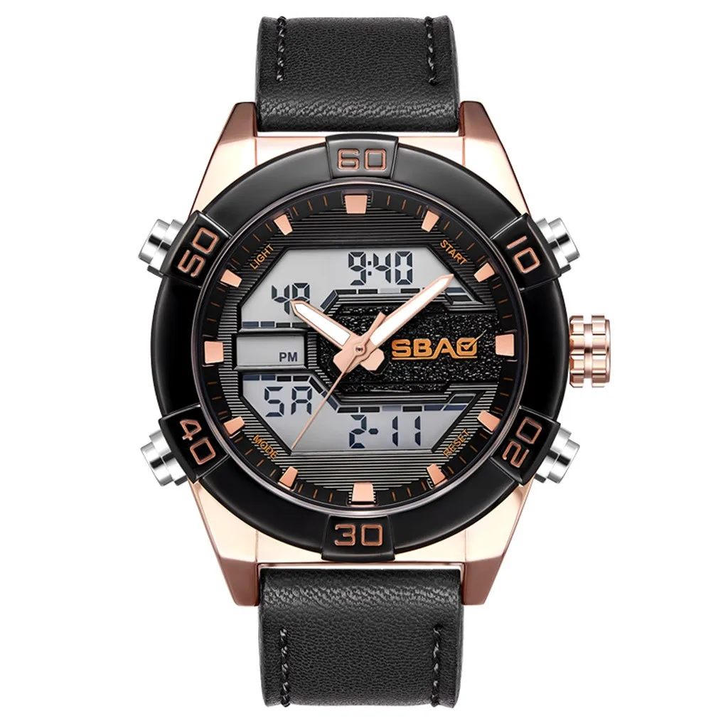 Двойной Дисплей светодиодный часы Для мужчин спортивные модные Повседневное