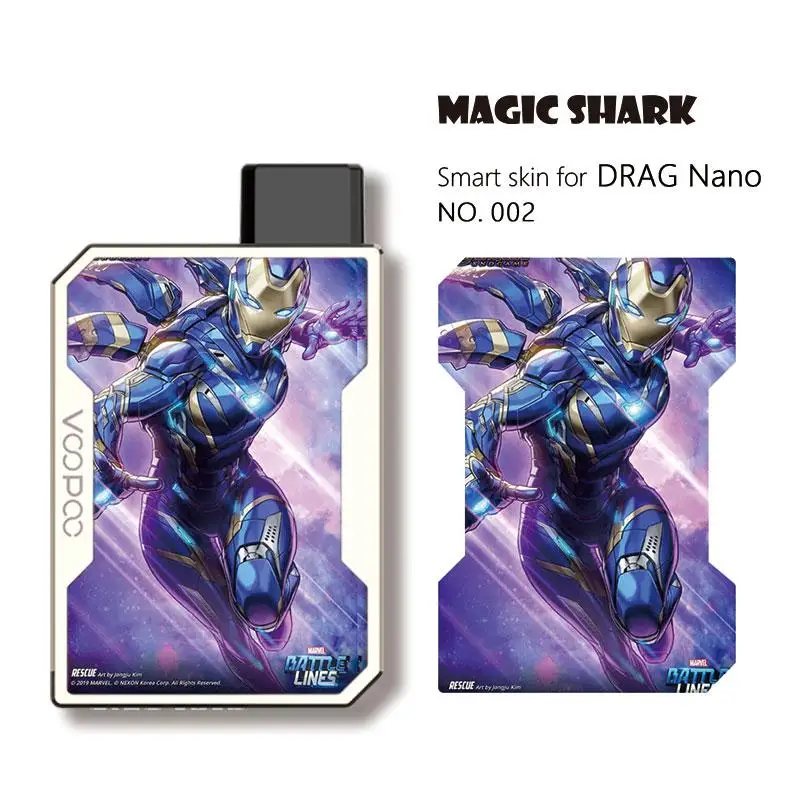 Magic Shark PVC 2.5D Iron Man Butterfly Captain American Sexy Woman Wtaerproof Case Sticker Skin for Voopoo Drag Nano 001-017 - Цвет: 002