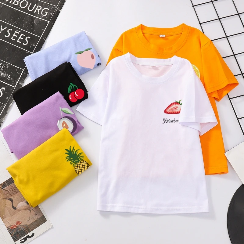 Летняя детская одежда мужская и женская Корейская Милая футболка с короткими