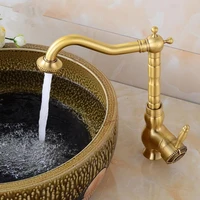 copper bathroom basin faucets antique brass carved kitchen sink mixer taps hot cold single handle deck mounted rotating