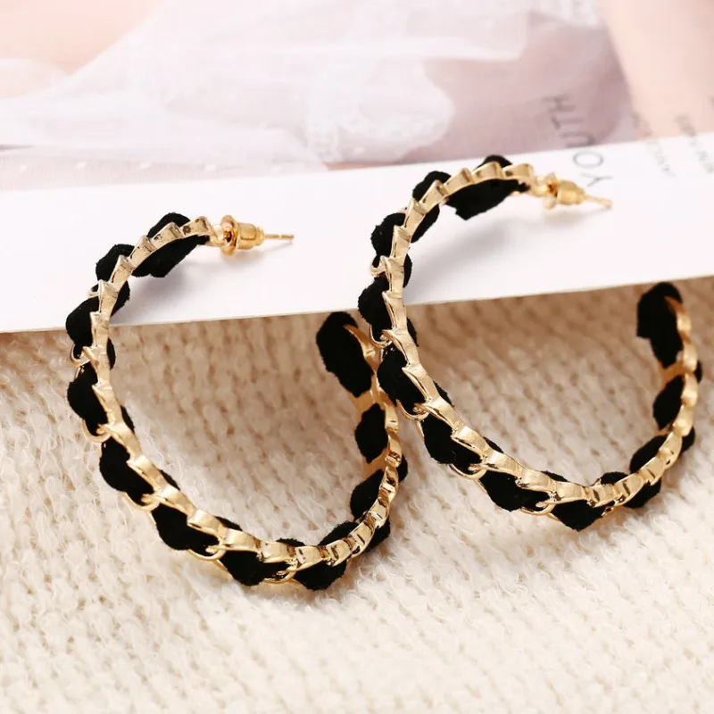 

Women Retro Jewelry Metal Chain Opening Circle Hoop Earrings Birthday Gift