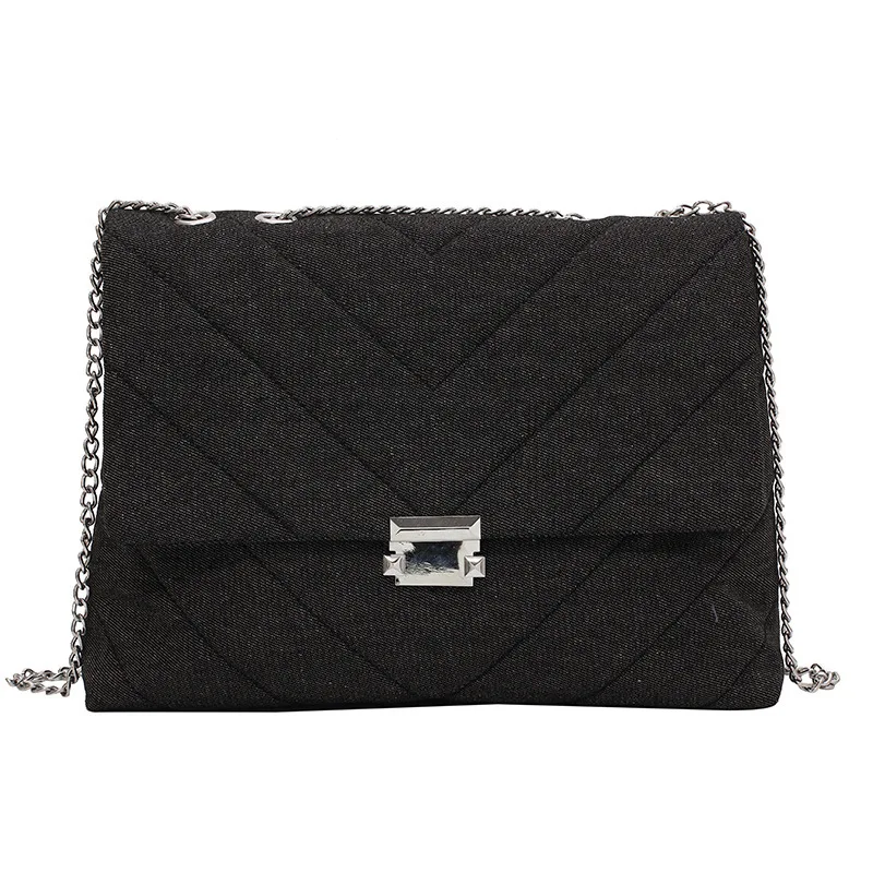 

Casual Denim Canvas Crossbody Bags for Women 2021 Trend Chain High Capacity Ladies Shoulder Handbag Branded Trending
