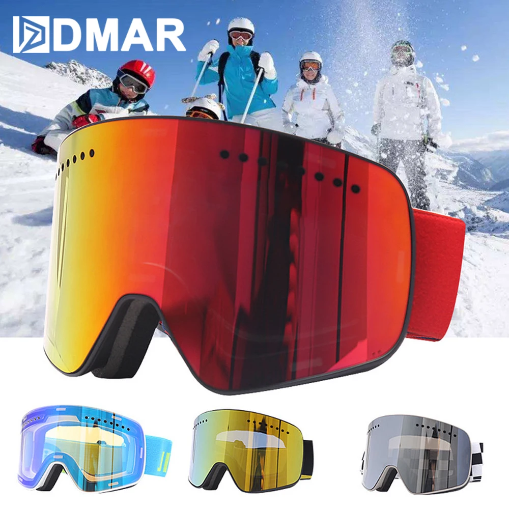 Магнитные лыжные очки с назальной защитой двухслойная антизапотевающая Лыжная