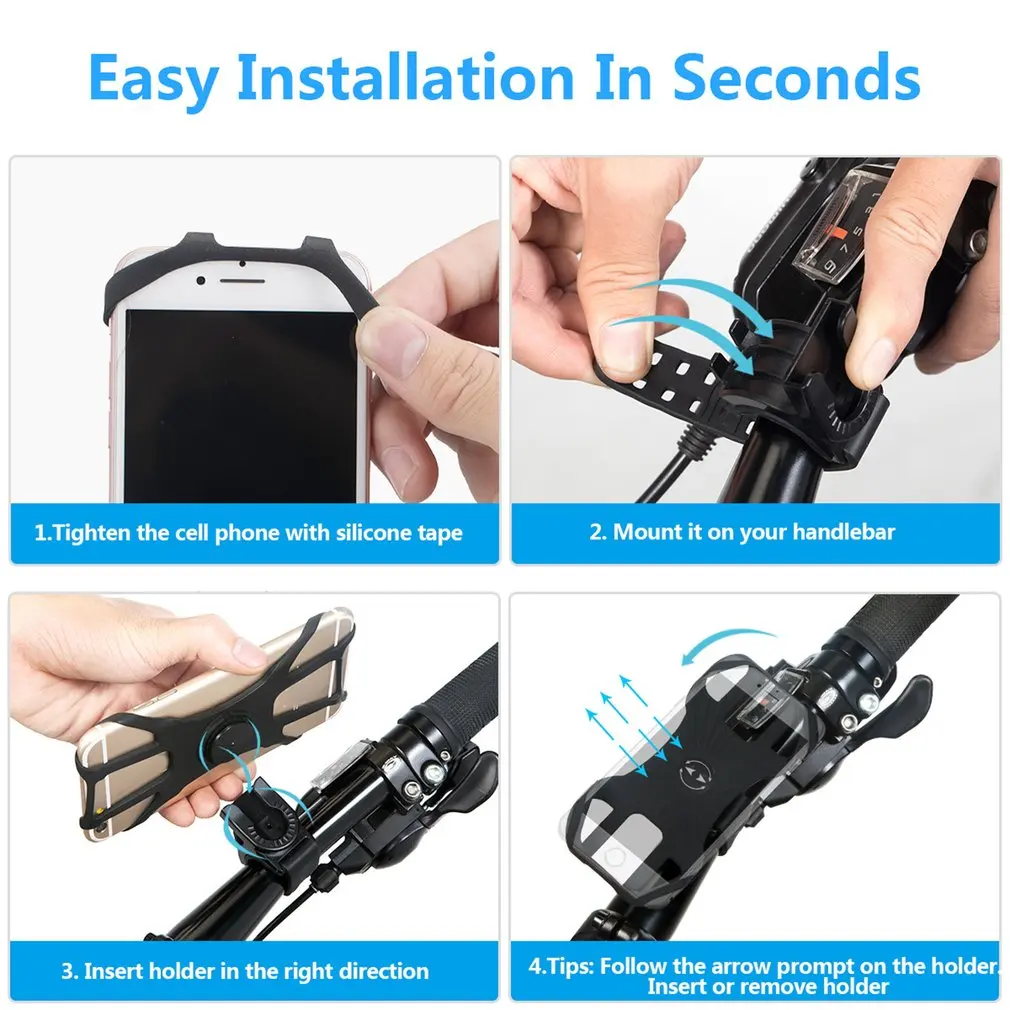 

Bicycle Mobile Phone Holder Removable Motorcycle Bicycle Anti-Shake Bike Mount 360 Rotation For 4.5-7.0 Inch Smartphone