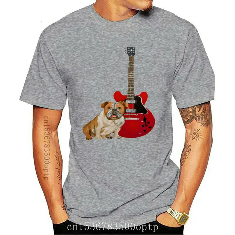 

Футболка с изображением бас-гитары корги собаки, футболки большого размера из чистого хлопка, обычные футболки, футболки для музыкального к...