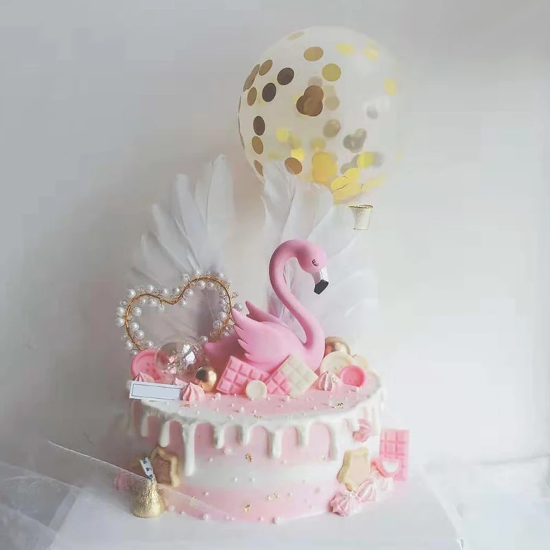 Cakelove Белые Крылья Ангела торт комплект экстракласса счастливое украшение для торта ко дню рождения розовый Фламинго верхушка для торта украшения детский душ