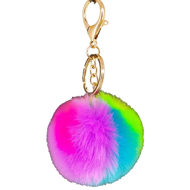 

Брелок для ключей с помпоном из мягкого искусственного меха кролика Рекс, 1 шт.