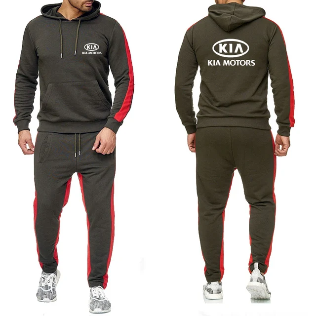 

New Spring Autumn Mens Hoodies Sportssuit KIA Motors Car Logo Fashion pullover+Pants 2Pcs High Quality Harajuku Sporting Suit