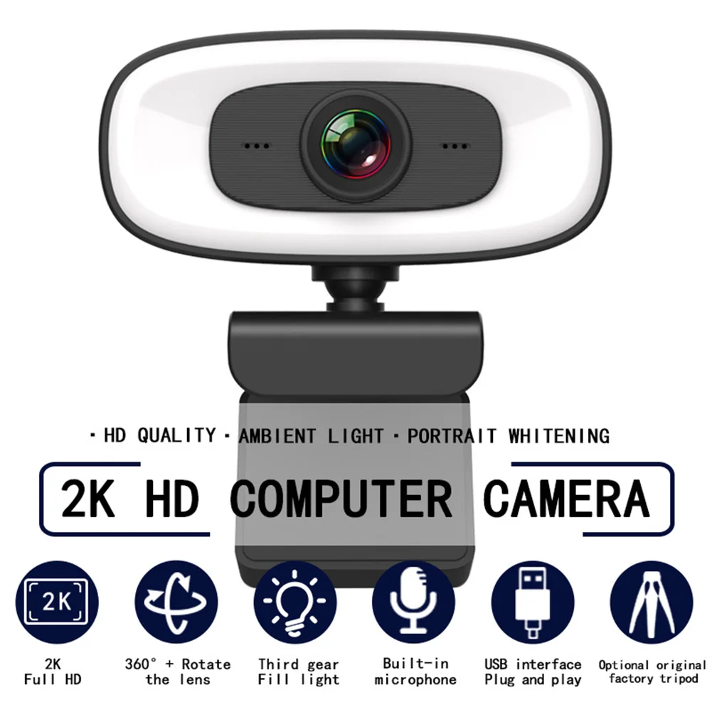 

PC-C10 2K HD Webcam with Mic USB Web Camera for Live Streaming Video Conference for Laptop Desktop Computer Accessory