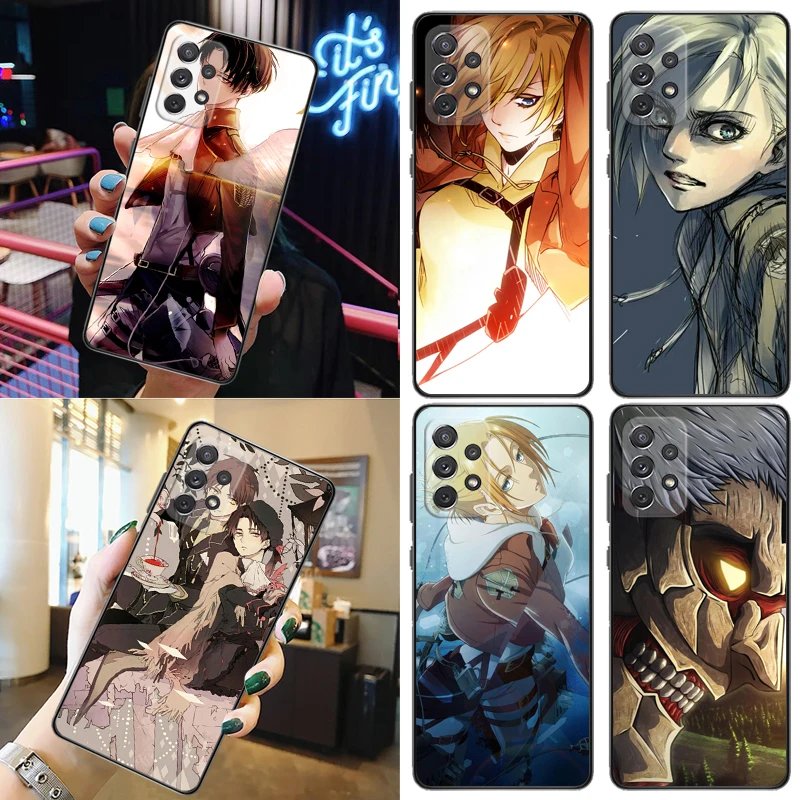 

Attack On Titan Mikasa Ackerman Armin Arlert Levi Eren Jager Phone Case For Samsung Galaxy A52 A72 5G 4G Soft TPU Carcasa Cases