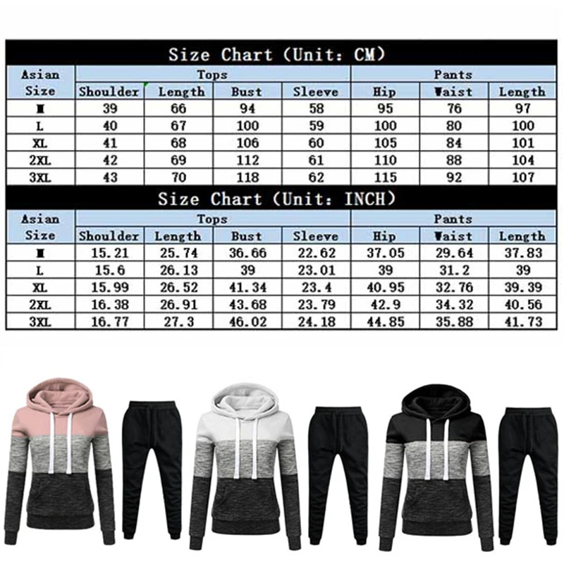 

Winter Casual Tracksuit Women 2 Piece Set Hoodies+Pants Sportwear Women's Sports Suit Hooded Sweatshirt Set Female Clothes