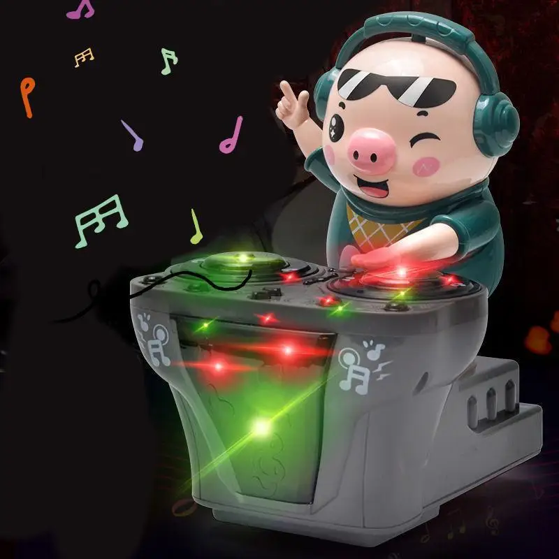 

DJ DJing Pig Toy Dynamic Music Light Electric Musical Toys Swing Pig Dancing Little Cute Pig Children Toy Funny Christmas Gifts