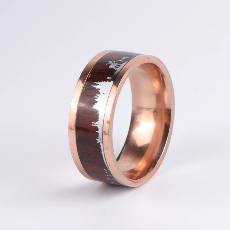

2020 all-match popular wood grain silhouette Men's Women's rings trendy stainless steel men's rings Simple retro fashion jewelry