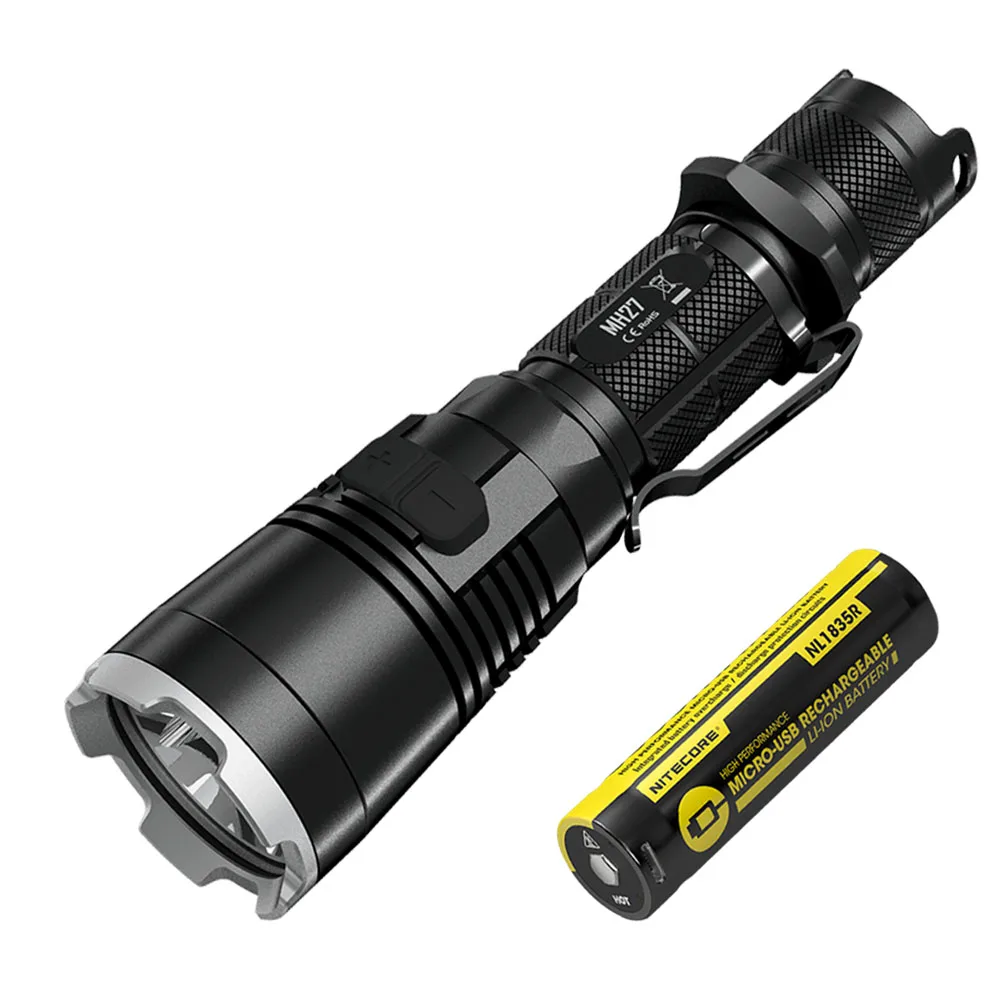 NITECORE MH27 тактический фонарь красный зеленый синий свет CREE XP-L HI V3 светодиодный Макс 1000 люмен дальность луча 462 м ручной фонарь - Испускаемый цвет: MH27 NL1835R