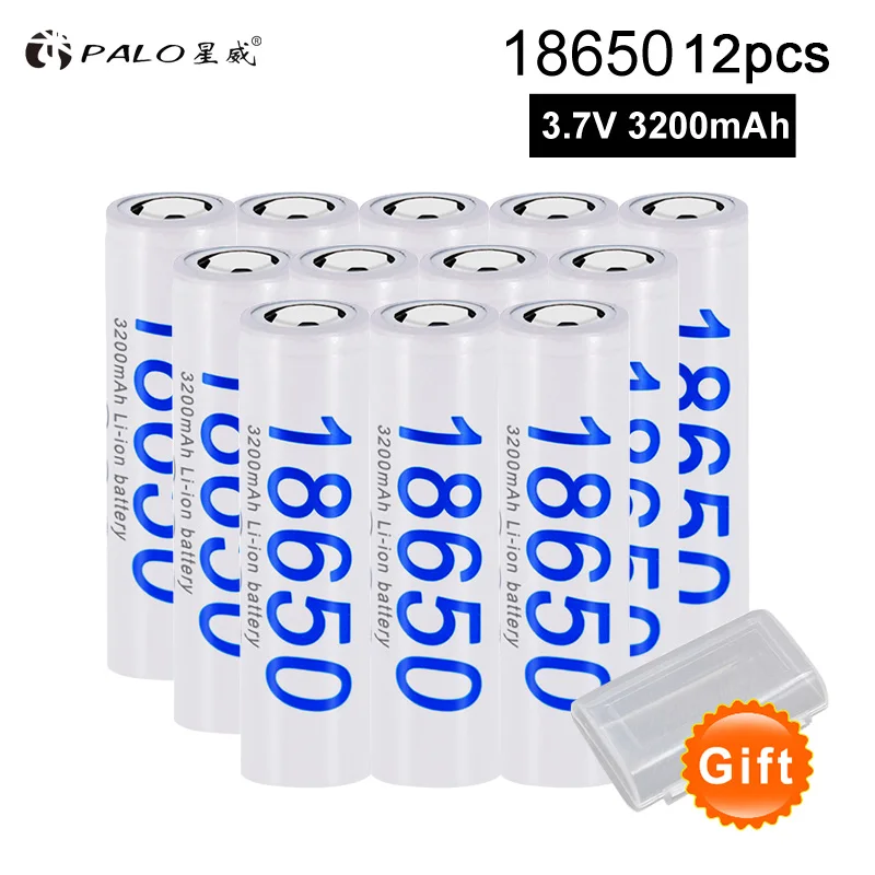 12 pcs PALO Li-Ion bateria 18650 аккумулятор 3200 мАч литиевые батареи для фонарика мобильного питания микрофон радио - Цвет: 12 pcs