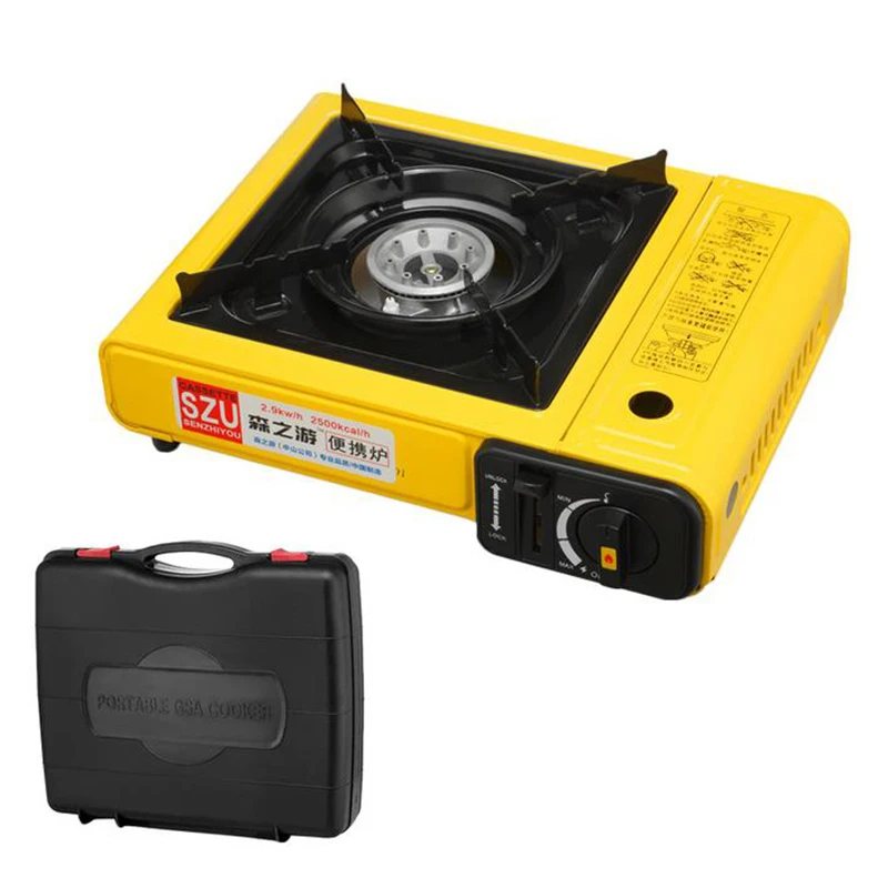 Желтый открытый портативный кассета газовая плита ветрозащитный дикий газ
