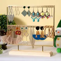 Earring Holder 2-Tier Jewelry Display 40 Holes  Stand Rack    with Wooden Organizer Ear Stud  H