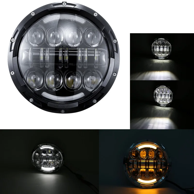 80 Вт 7 дюймов светодиодный HeadlightsDTO Сертификация DRL Поворотная сигнальная фара для