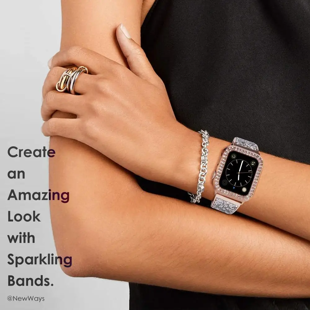 Чехол со стразами для Apple Watch, серия 7, 6, SE, 5, 4, 3, 2, 1, 38, 42  мм, для Iwatch 7, se, 6, 5, 4, 40 мм, 44 мм, 45 мм, 41 мм | Наручные часы |  АлиЭкспресс