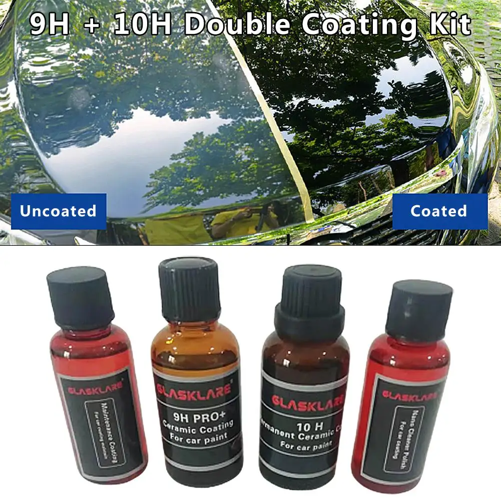 

5pcs Car Coating Polishing Kit 9H 10H 30ml Cleaning Polish 20ml With Towel For Glass Water Auto Ceramic Nano Coating Liquid Set