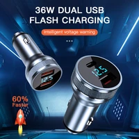 led 36w pd car charger qc 3 0 digital display fast charging dual port usb smart phone data cord for iphone 12 11 pro max xiaomi
