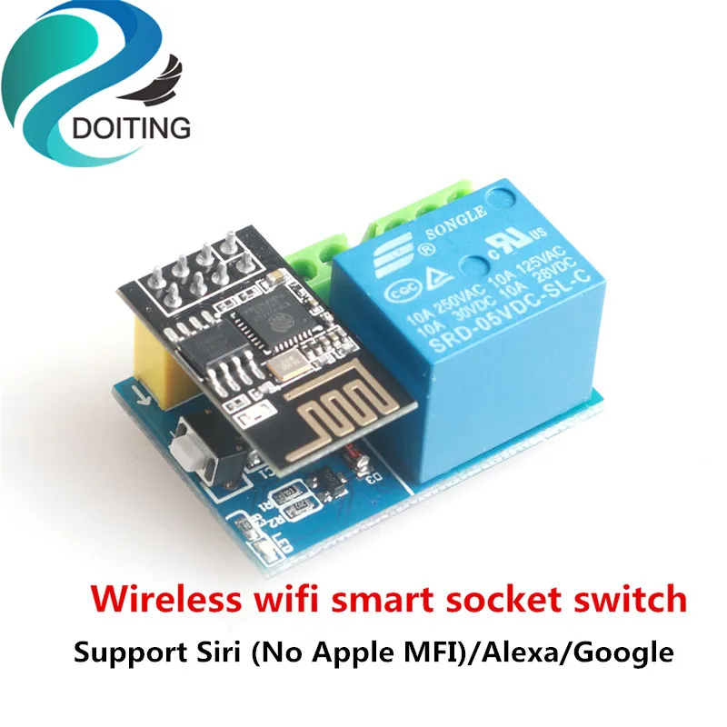 DOITING Беспроводной Wi Fi Smart Plug Переключатель Розетка ESP 01S модуль + релейная
