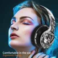 new headphone card fm graffiti headsets wireless bluetooth for pc mobile phones