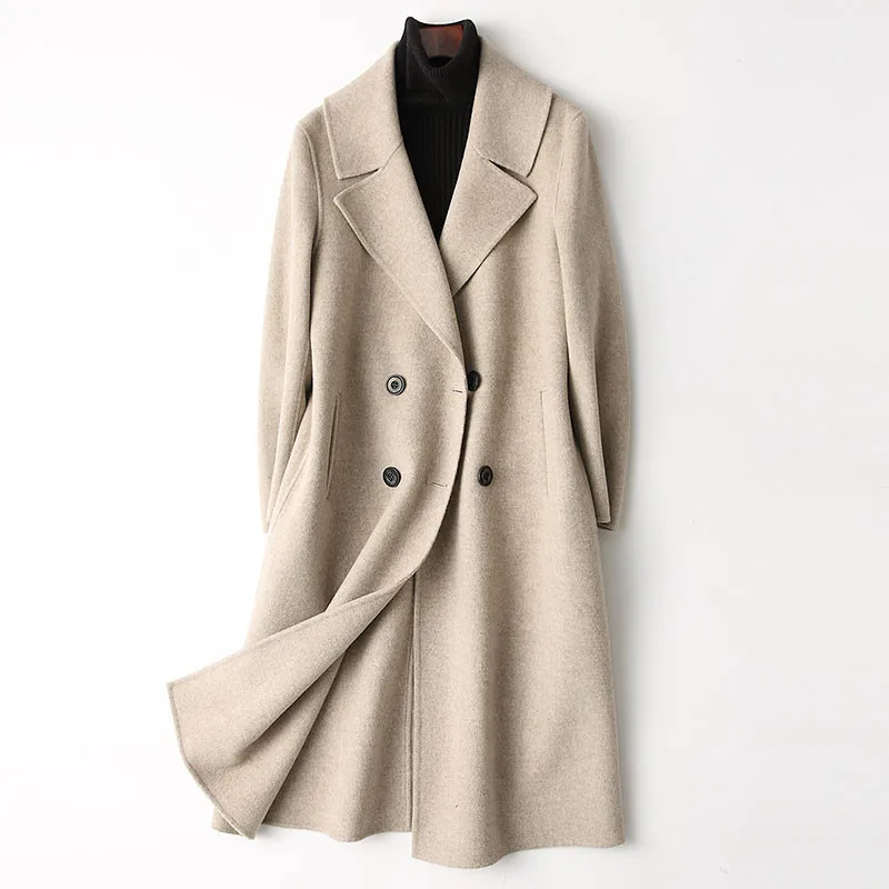 

Spring feminino casaco 2023 100% Double-side Wool Coat Women Long Coat Female Winter Jackets Outerwear 37159 WYQ1159