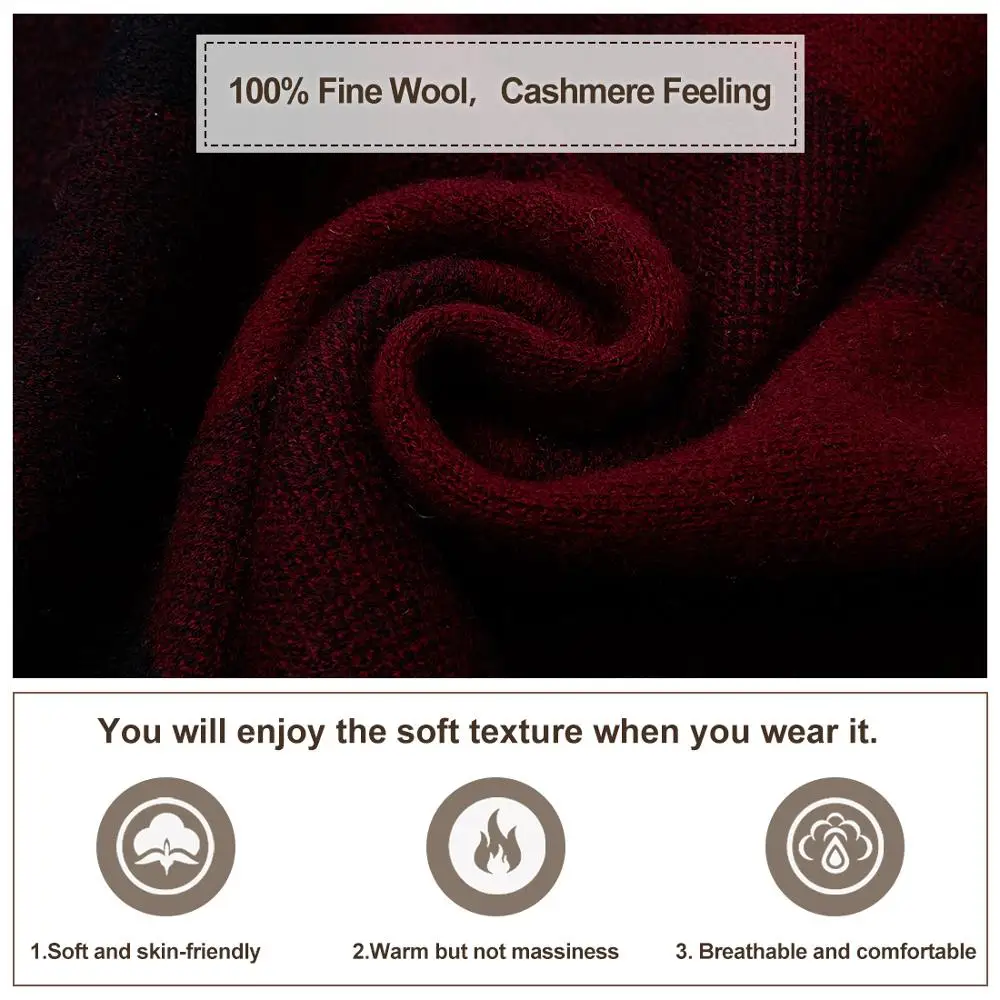 

Men Winter Cashmere Scarf Soft Warm - Long Cotton Scarves