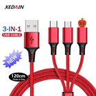 Мобильный телефон 3 в 1 USB Type C Micro зарядный кабель для iPhone 11 12 Pro X XR Max Huawei Nova 5T Samsung Xiaomi mi 9T быстрая зарядка