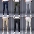 Классические мужские деловые повседневные брюки, 7 цветов, высокое качество, Стрейчевые тонкие хлопковые Прямые повседневные мужские осенние новые Брендовые брюки