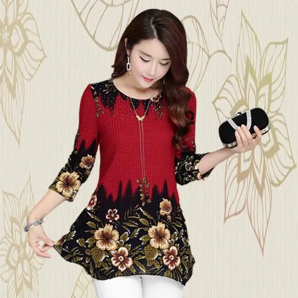 2019 женские элегантные рубашки с цветочным принтом три четверти рукавов ropa mujer talla