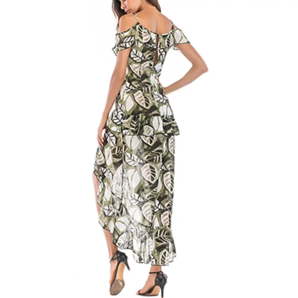 

Women's Sling Floral Print Long Chiffon Dresses Summer Boho Deep V-Neck Sleeveless Party Maxi Dress Casual Beach Sundress