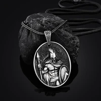 vintage spartan warrior helmet pendant necklace mens gothic punk greek warrior shield necklace retro totem amulet jewelry gifts