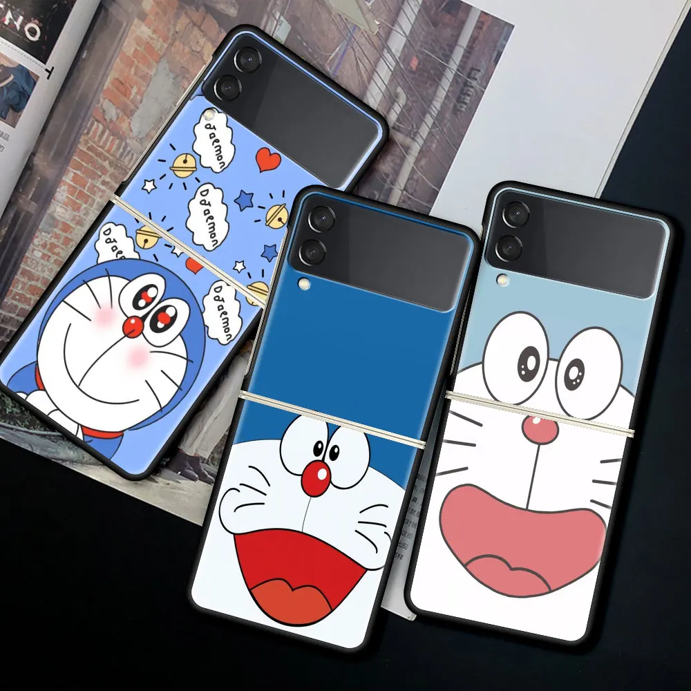 

Fold Case for Samsung Z Flip 3 5G Shell for Galaxy Z Flip3 Hard Capa For ZFlip 3 Silicone Phone Cover Kawaii Doraemon
