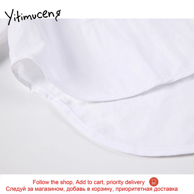 

Yitimuceng Black Blouse Women Tie Button Up Shirts Short Sleeve Turn-down Collar Straight 2021 Summer Korean Fashion New Tops