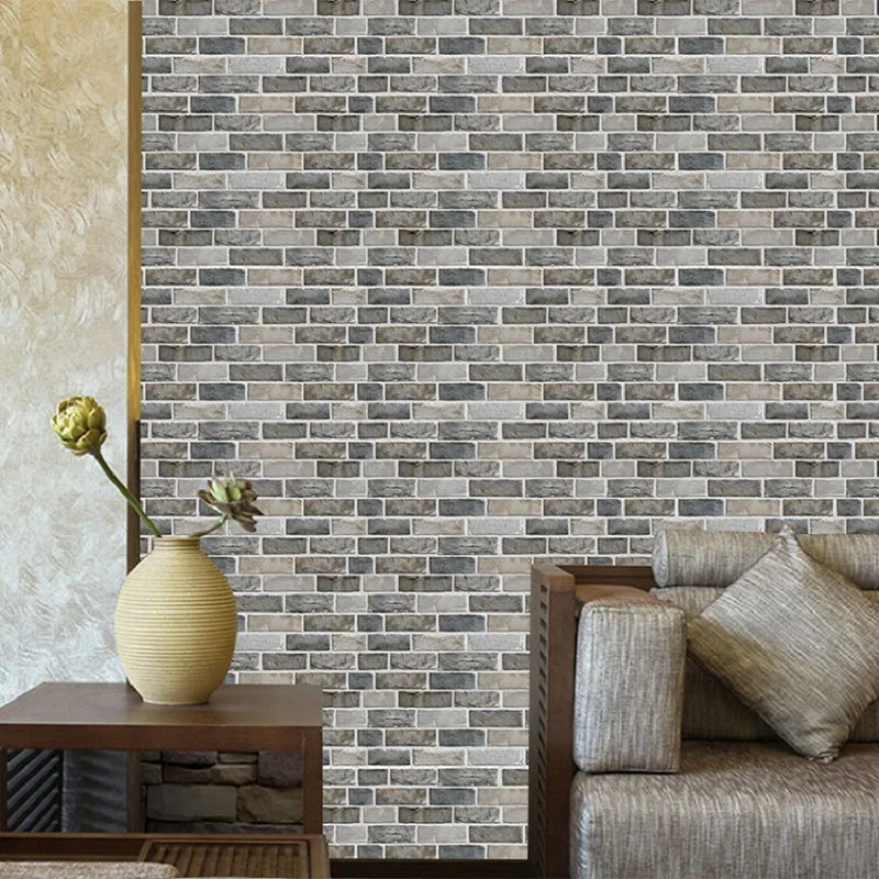

3D 5PCS Three-dimensional Wall Sticker 60*30cm Living Room TV Background Wall Sticker Self-adhesive Brick Pattern Wallpaper